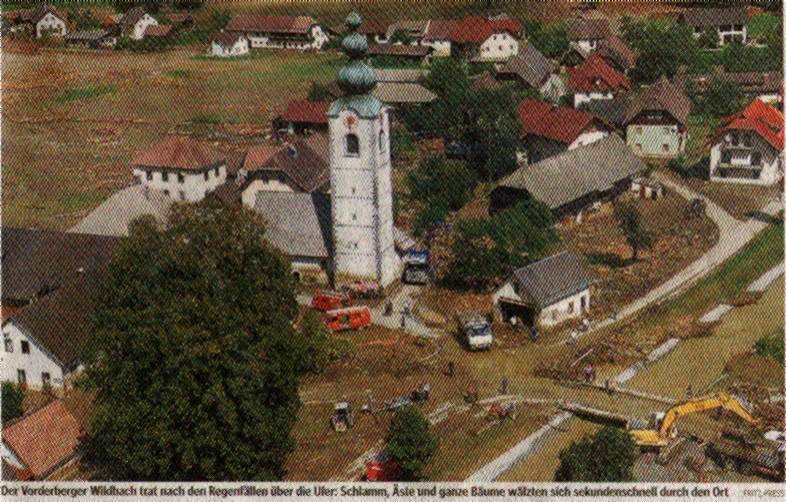 Verheerungen in Vorderbach: Bild vom 30. 8. 2003